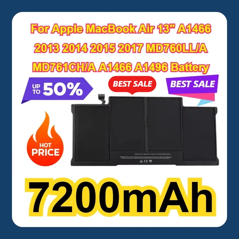 7200mAh For Apple MacBook Air 13" A1466 2013 2014 2017 2015 MD760LL/A MD761CH/A A1466 A1496 Battery
7200mAh For Apple MacBook Air 13" A1466 2013 2014 2017 2015 MD760LL/A MD761CH/A A1466 A1496 Battery