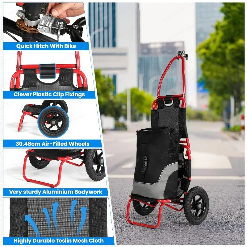 Sepnine Foldable Bicycle Trailer, 20kg Capacity Alloy Steel Frame, Pneumatic Tires Bicycle Cargo Wagon for Kids or Pets
Sepnine Foldable Bicycle Trailer, 20kg Capacity Alloy Steel Frame, Pneumatic Tires Bicycle Cargo Wagon for Kids or Pets