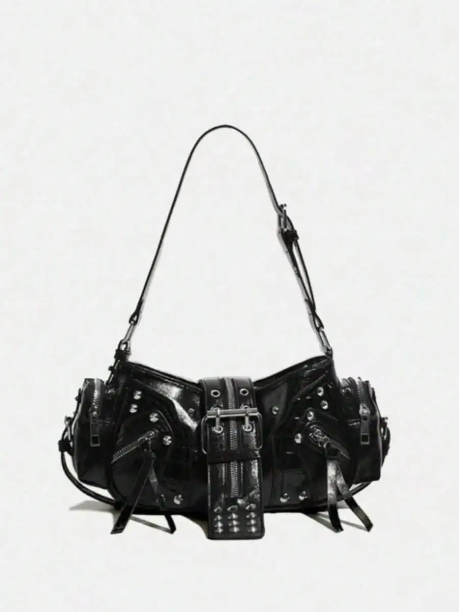 Unisex Punk Rock Motorcycle Crossbody Bag With Rivets And Adjustable Strap
Unisex Punk Rock Motorcycle Crossbody Bag With Rivets And Adjustable Strap