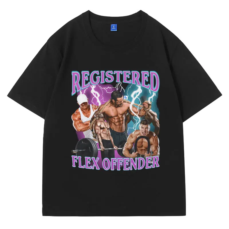 Registered Flex Offender Funny Bodybuilder Workout Gym Graphic Print T Shirts Men Fashion Oversized Cotton T-shirt Tops Unisex
Registered Flex Offender Funny Bodybuilder Workout Gym Graphic Print T Shirts Men Fashion Oversized Cotton T-shirt Tops Unisex
