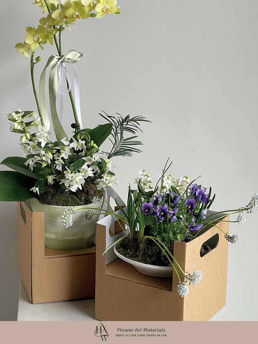 Spring Summer Floral Gift Box Plant Pot Double-Sided Handheld Corrugated Flower Vase Bouquet Holder Eco-Friendly Flower Basket
Spring Summer Floral Gift Box Plant Pot Double-Sided Handheld Corrugated Flower Vase Bouquet Holder Eco-Friendly Flower Basket
