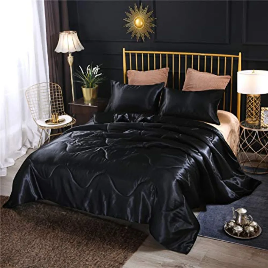 Silky Satin Comforter Set, Soft Lightweight Microfiber Luxury Sexy Quilted Bedding Sets with 2 Matching Pillow Covers for Summe
Silky Satin Comforter Set, Soft Lightweight Microfiber Luxury Sexy Quilted Bedding Sets with 2 Matching Pillow Covers for Summe