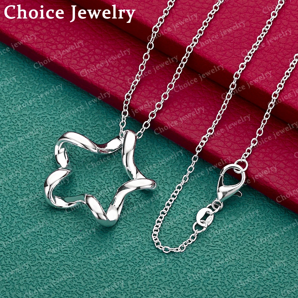 925 Sterling Silver Twisted Star Chain Pendant Necklace For Women and Men Fashion Jewelry Classic Engagement Wedding
925 Sterling Silver Twisted Star Chain Pendant Necklace For Women and Men Fashion Jewelry Classic Engagement Wedding
