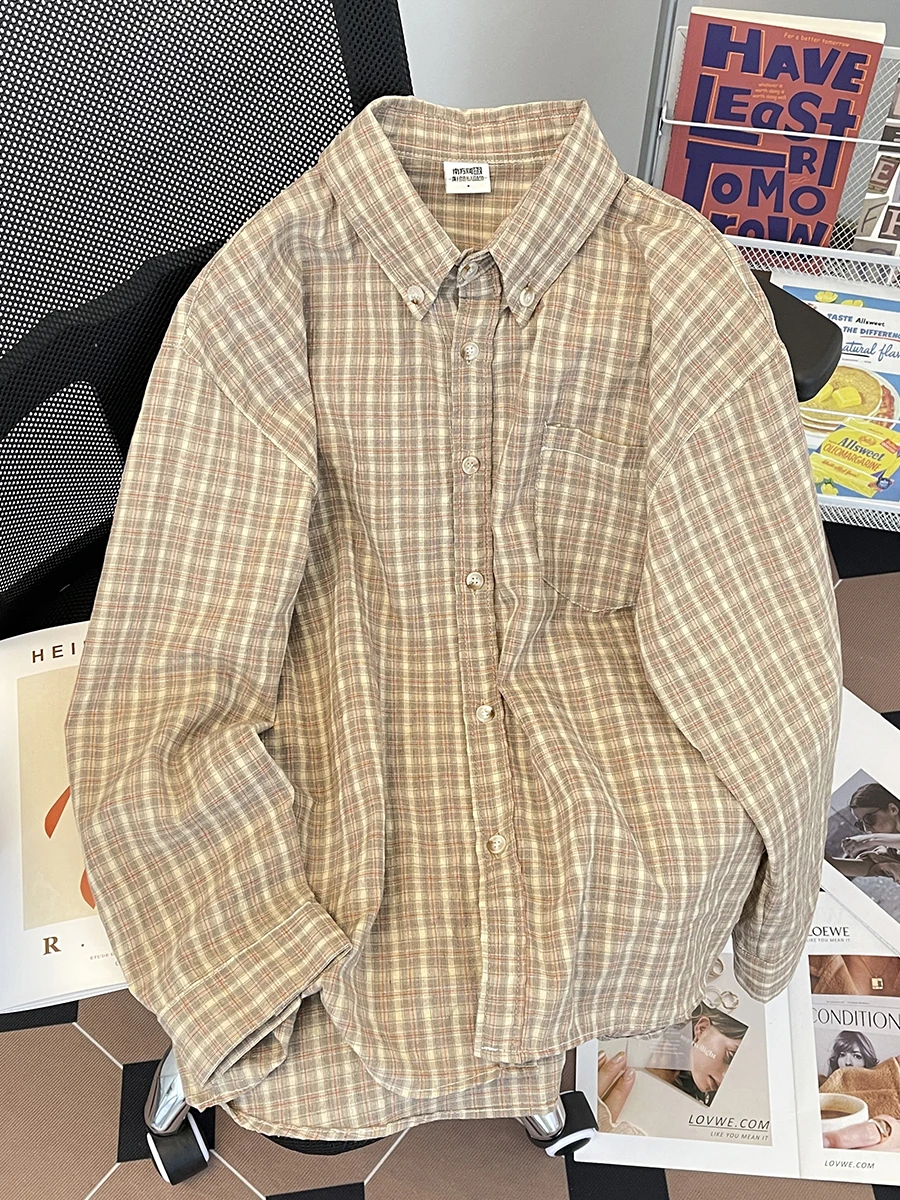 Loose Men's Plaid irt Korean Sle Summer Casual Outerwear Long Sve Youth Faion Classic id Pattern Couple's irt
Loose Men's Plaid irt Korean Sle Summer Casual Outerwear Long Sve Youth Faion Classic id Pattern Couple's irt