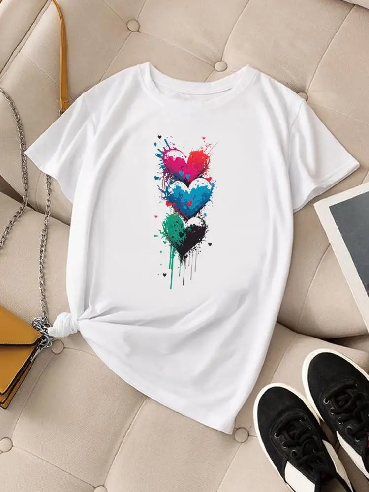 Clothing Women Fashion Casual Print Top Short Sleeve Lady O-neck Watercolor Love Heart Style Cute T Shirt Graphic Tee T-shirt
Clothing Women Fashion Casual Print Top Short Sleeve Lady O-neck Watercolor Love Heart Style Cute T Shirt Graphic Tee T-shirt