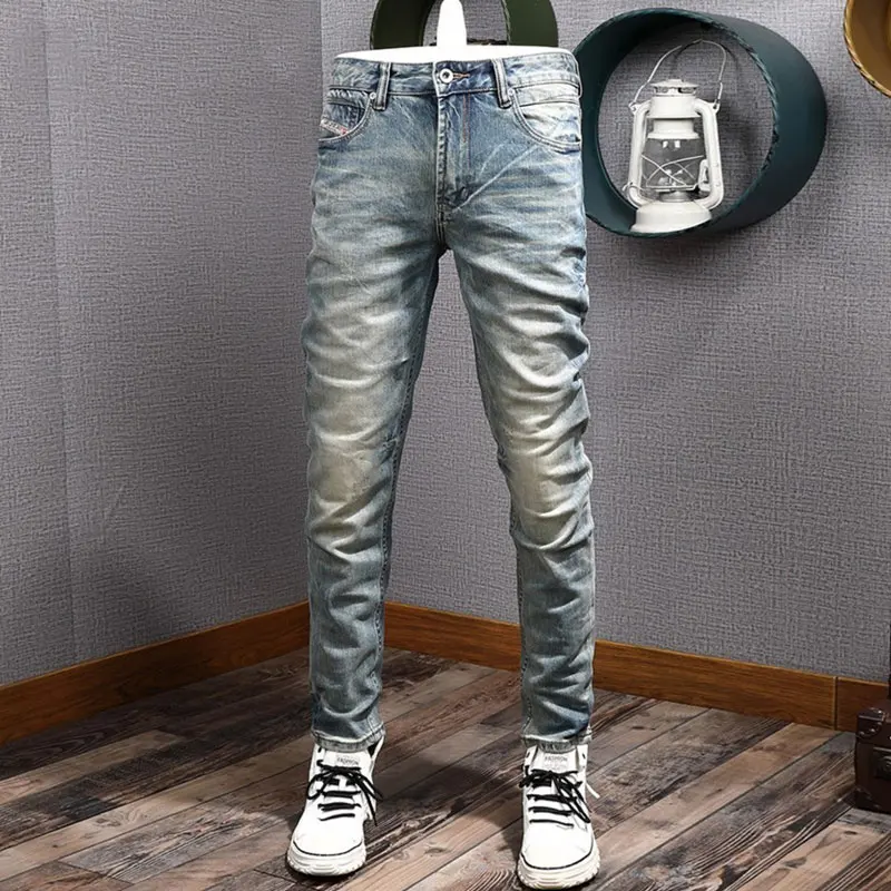 Fashion Designer Men Jeans High Quality Retro Washed Stretch Slim Fit Ripped Jeans Men Italian Style Vintage Denim Pants Hombre
Fashion Designer Men Jeans High Quality Retro Washed Stretch Slim Fit Ripped Jeans Men Italian Style Vintage Denim Pants Hombre