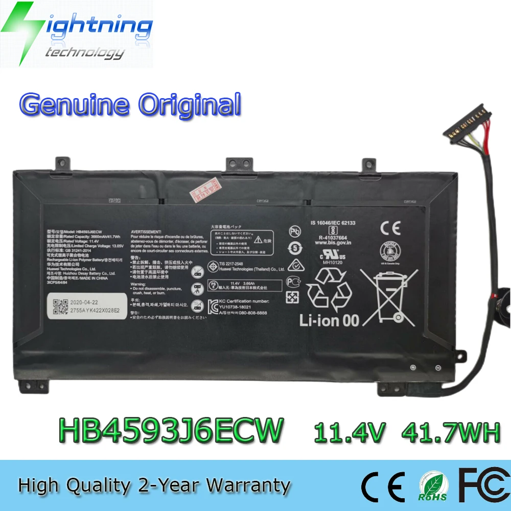 Новый оригинальный HB4593J6ECW 11,4 V 41.7Wh Аккумулятор для ноутбука Huawei MateBook 13 WRT-W19 WX9 W29
Новый оригинальный HB4593J6ECW 11,4 V 41.7Wh Аккумулятор для ноутбука Huawei MateBook 13 WRT-W19 WX9 W29