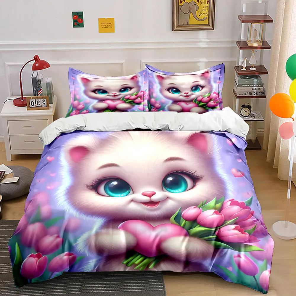 Gentle cartoon animal with pink tulips Duvet Cover Set with 3D Printing Design Soft Polyester Bedding Set All-Season Comfort
Gentle cartoon animal with pink tulips Duvet Cover Set with 3D Printing Design Soft Polyester Bedding Set All-Season Comfort