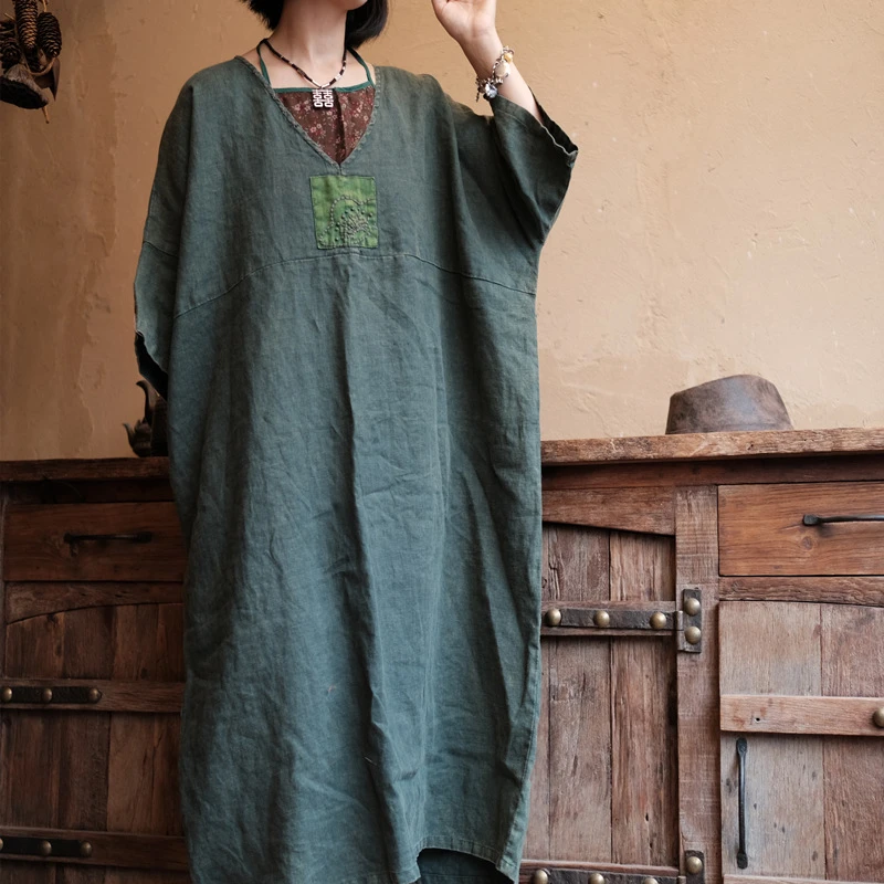 Oversized Women Casual Linen Dress New Arrival 2025 Summer Vintage Style V-neck Plain Color Loose Female Long Dresses M1450
Oversized Women Casual Linen Dress New Arrival 2025 Summer Vintage Style V-neck Plain Color Loose Female Long Dresses M1450