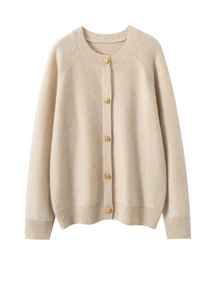 Elegant Style Women's Sweater 100% Cashmere Cardigan Sweater O-Neck Gold Bead Button Warm Autumn Winter Clothes French Knitwear
Elegant Style Women's Sweater 100% Cashmere Cardigan Sweater O-Neck Gold Bead Button Warm Autumn Winter Clothes French Knitwear