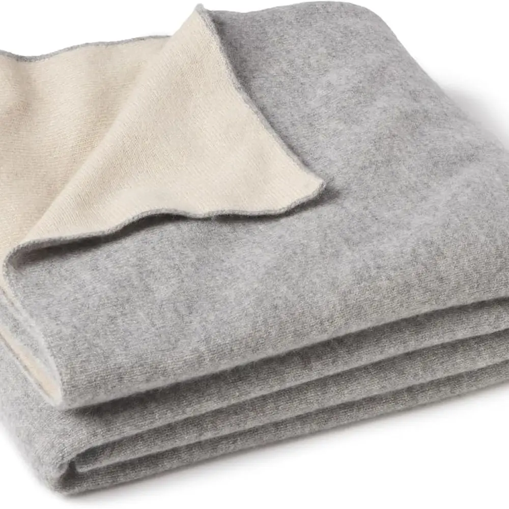 Reversible Throw Blanket - Ultra Soft Accent Blanket for Couch, Sofa & Bed Made with 100% Inner Mongolian Cashmere - Crafted Hom
Reversible Throw Blanket - Ultra Soft Accent Blanket for Couch, Sofa & Bed Made with 100% Inner Mongolian Cashmere - Crafted Hom