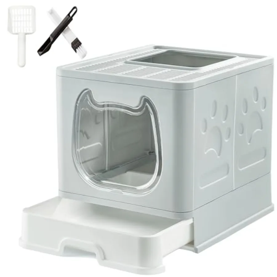 Litter Box with Lid for Small to Medium Cats, Enclosed Cat Litter Box with Cover High Sided Top Entry Cat Box with Brush and Sc
Litter Box with Lid for Small to Medium Cats, Enclosed Cat Litter Box with Cover High Sided Top Entry Cat Box with Brush and Sc