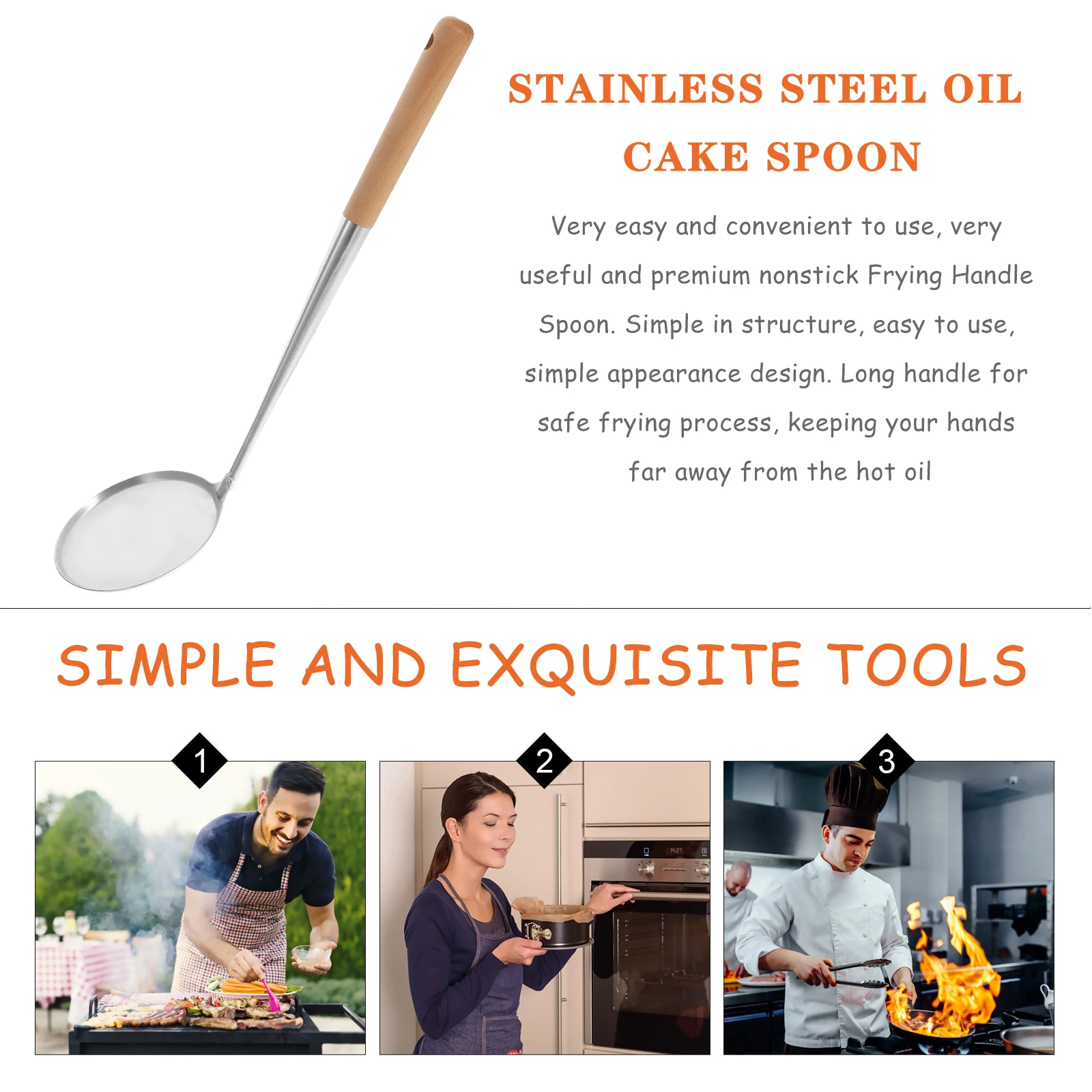 Stainless Steel Spoon With Wood Handle Flat Non-Stick Oil Spoon For Frying Snack Kitchen Cooking Utensil Home Frying Tool
Stainless Steel Spoon With Wood Handle Flat Non-Stick Oil Spoon For Frying Snack Kitchen Cooking Utensil Home Frying Tool