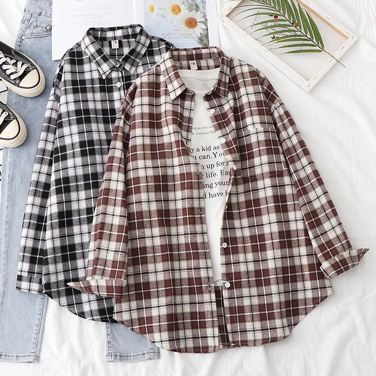 Plaid Shirt Women New Style Spring Autumn Womens Long Sleeve Blouses and Tops Lady Cotton Loose Casual Checkered Shirt Clothes
Plaid Shirt Women New Style Spring Autumn Womens Long Sleeve Blouses and Tops Lady Cotton Loose Casual Checkered Shirt Clothes