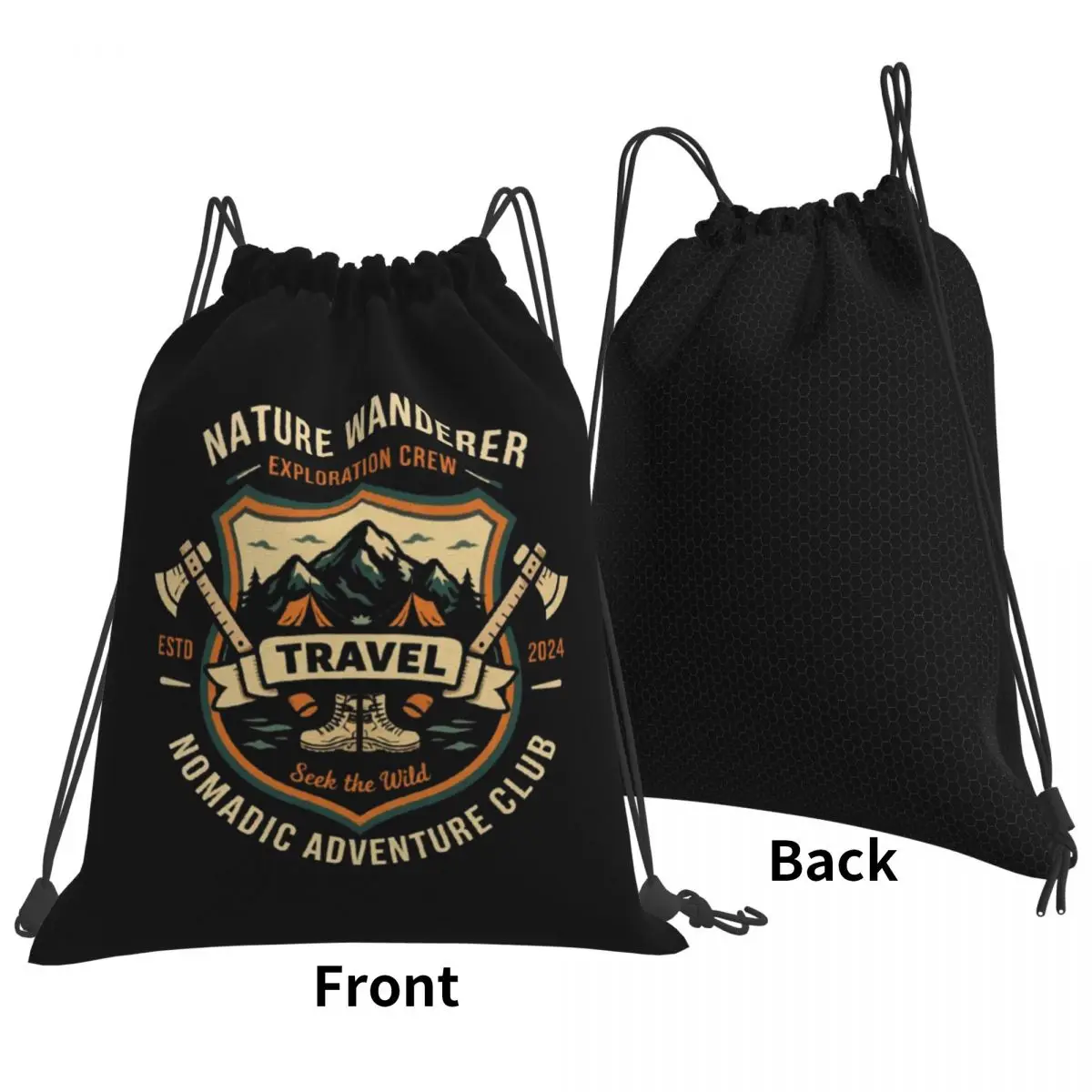 Seek The Wild Vintage Travel Adventure Emblem Backpacks Fashion Drawstring Bags Shoes Bag Book Bags for Man Woman Students
Seek The Wild Vintage Travel Adventure Emblem Backpacks Fashion Drawstring Bags Shoes Bag Book Bags for Man Woman Students