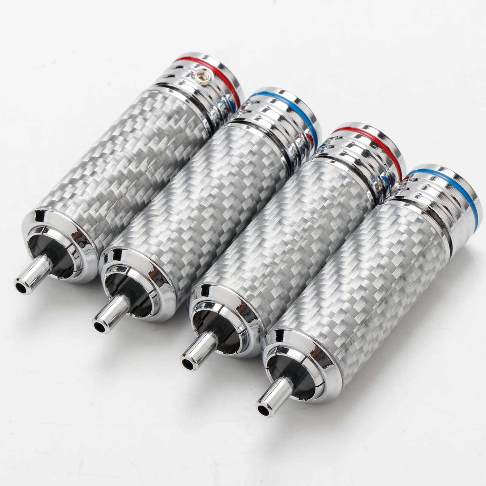 R1720 4pcs White Carbon Fiber Rhodium-Plated RCA Plug Connector for DIY HiFi Audio Signal RCA Cable
R1720 4pcs White Carbon Fiber Rhodium-Plated RCA Plug Connector for DIY HiFi Audio Signal RCA Cable