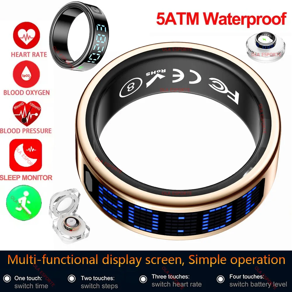 New Smart Ring with Display Screen and Touch,Wireless Charging & Charging Case,Health Manager,5ATM Waterproof For Men Women Ring
New Smart Ring with Display Screen and Touch,Wireless Charging & Charging Case,Health Manager,5ATM Waterproof For Men Women Ring