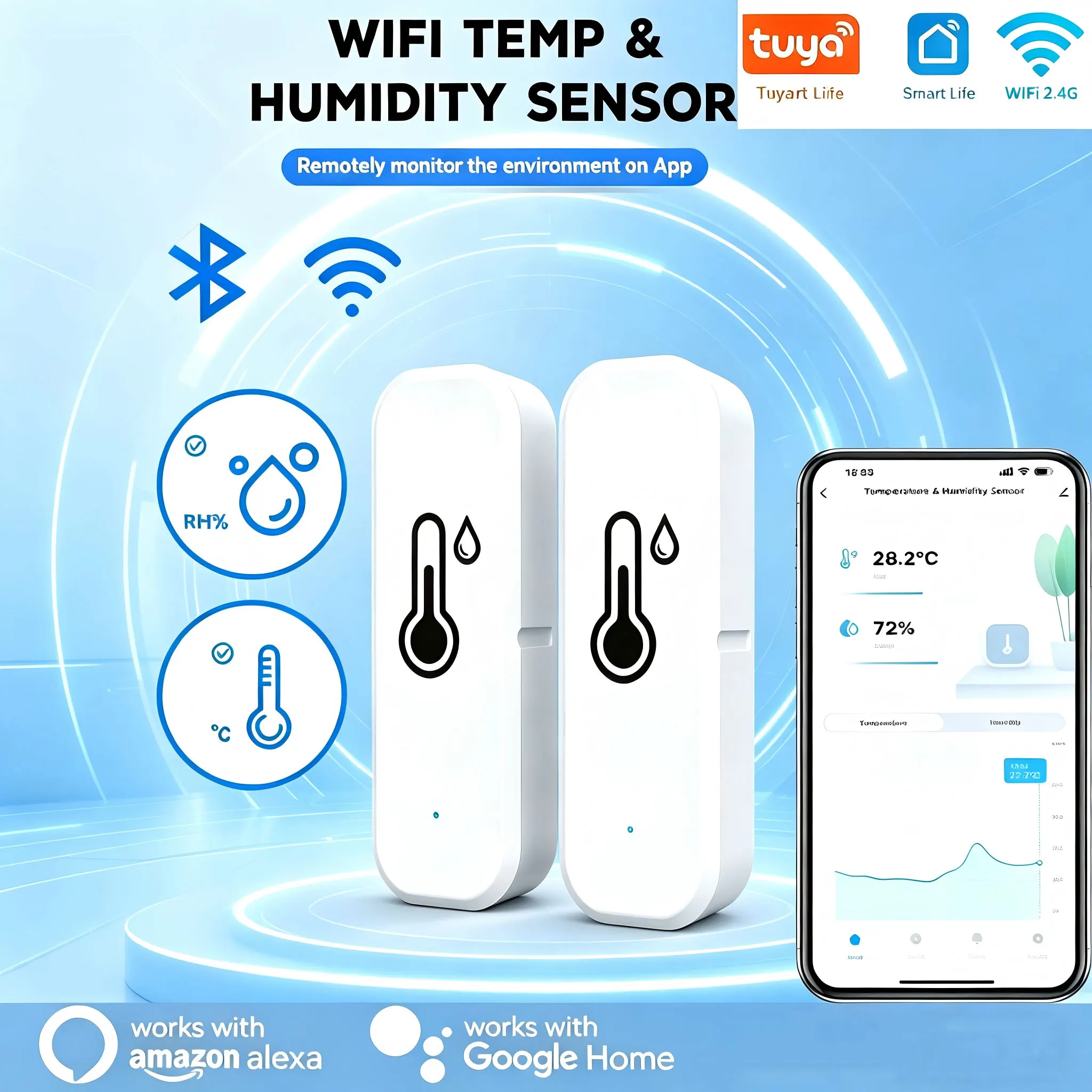 Tuya WiFi Indoor Temperature Humidity Sensor Smart Hygrometer with APP Monitoring Works with Google Home SmartLife Alexa 2026
Tuya WiFi Indoor Temperature Humidity Sensor Smart Hygrometer with APP Monitoring Works with Google Home SmartLife Alexa 2026
