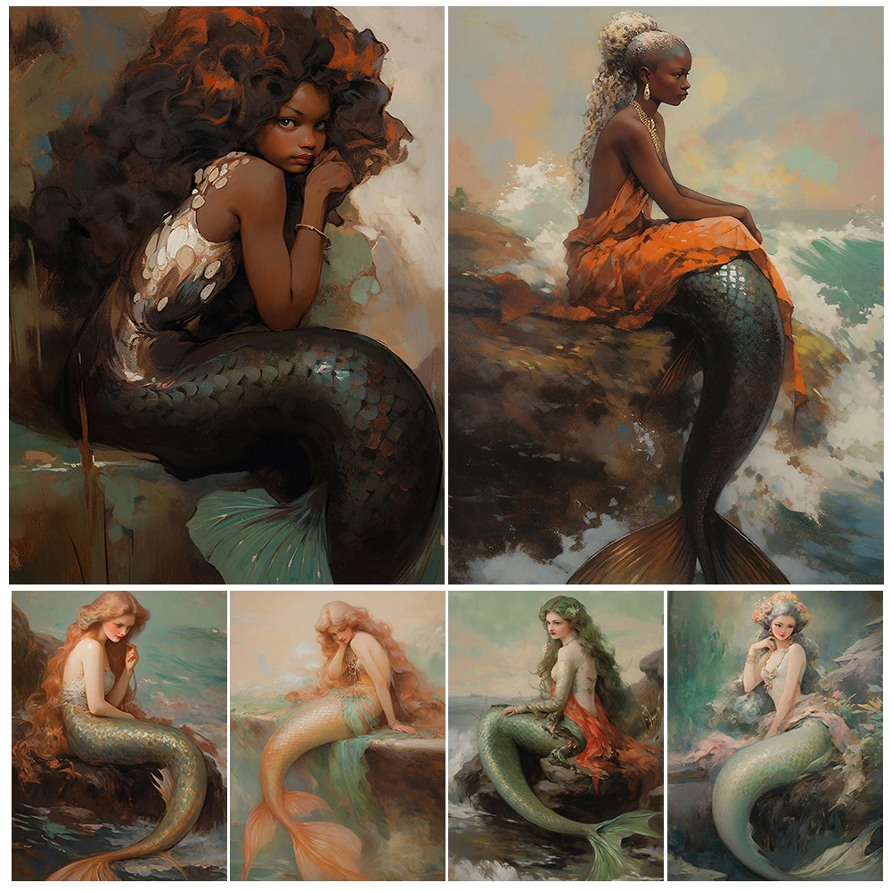 Mermaid On The Reef Vintage Oil Painting Canvas Print Antique Mermaid Fantasy Dark Academia Art Poster And Print Home Decoration
Mermaid On The Reef Vintage Oil Painting Canvas Print Antique Mermaid Fantasy Dark Academia Art Poster And Print Home Decoration