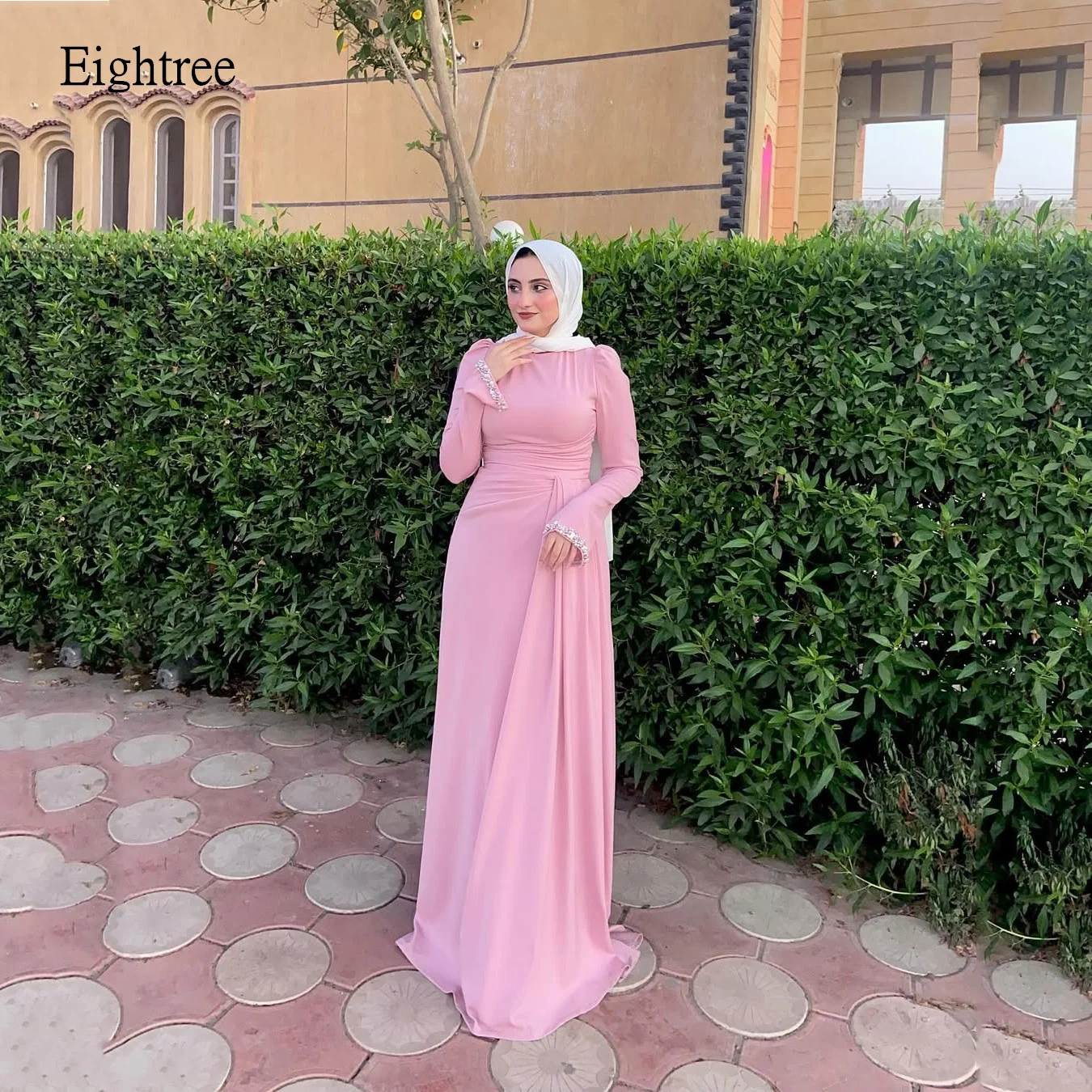 Eightree Saudi Pink Mermaid Prom Gowns Full Sleeves Formal Party Gown Floor Length Evening Dress vestidos de fiesta Customized
Eightree Saudi Pink Mermaid Prom Gowns Full Sleeves Formal Party Gown Floor Length Evening Dress vestidos de fiesta Customized