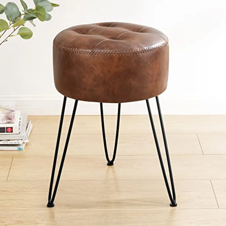 Vanity Stool Chair for Makeup Room, Tufted Faux Leather Stool for Vanity, 19 inch Height, Vanity Chair with Metal Legs, Modern
Vanity Stool Chair for Makeup Room, Tufted Faux Leather Stool for Vanity, 19 inch Height, Vanity Chair with Metal Legs, Modern