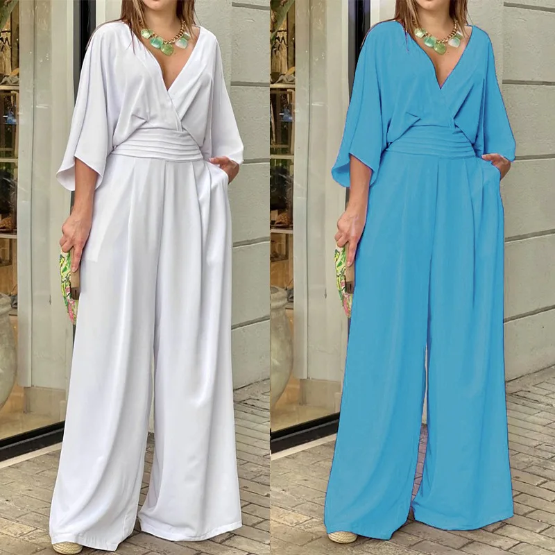 Ele Pure Color Casual ort Sve V-Ne-Piece Pants for Women Faionable Commute High Waist Long Pants Polyester
Ele Pure Color Casual ort Sve V-Ne-Piece Pants for Women Faionable Commute High Waist Long Pants Polyester