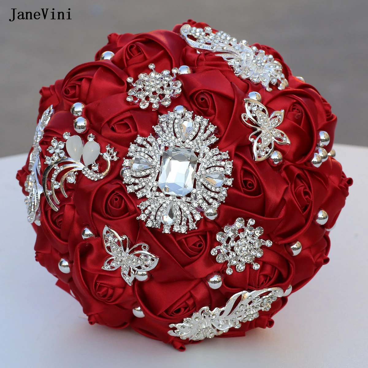 JaneVini New Burgundy Wedding Bouquets Luxury Silver Rhinestone Artificial Satin Roses Bridal Bridesmaid Wedding Bouquet Flowers
JaneVini New Burgundy Wedding Bouquets Luxury Silver Rhinestone Artificial Satin Roses Bridal Bridesmaid Wedding Bouquet Flowers