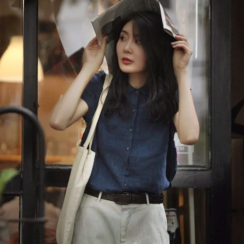 Женская хлопково-льняная блузка в литературном стиле, летняя, с коротким рукавом, свободного кроя, средней длины, больших размеров, повседневная
Женская хлопково-льняная блузка в литературном стиле, летняя, с коротким рукавом, свободного кроя, средней длины, больших размеров, повседневная