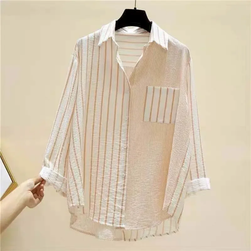 Cotton Shirts Women Fashion Stripe Spliced Shirt Casual Design Loose Blouse 2024 Spring New Top Coat Summer Trend Thin Shirt Y2k
Cotton Shirts Women Fashion Stripe Spliced Shirt Casual Design Loose Blouse 2024 Spring New Top Coat Summer Trend Thin Shirt Y2k