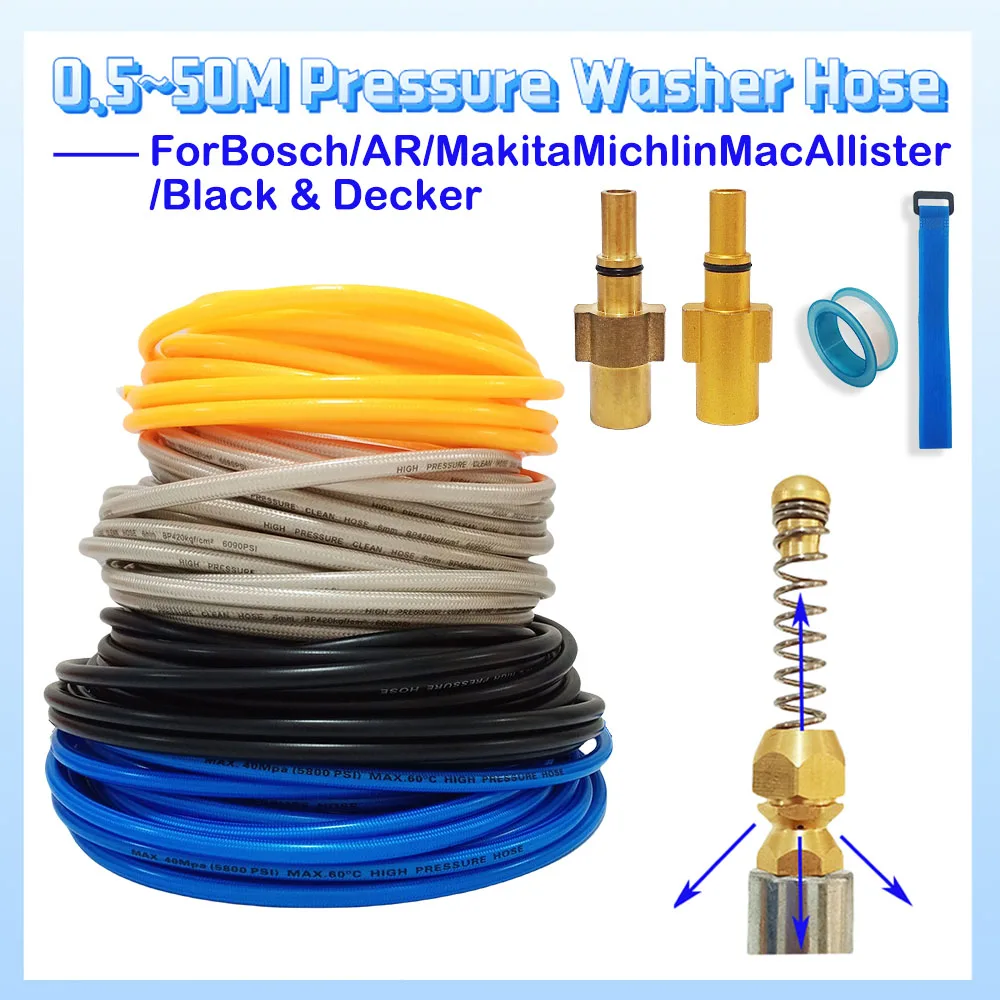 0.5-50M Sewer Jetting Nozzle Drain Cleaner Hose High Pressure Washer Pipeline For Bosch/AR/MakitaMichlinMacAllister
0.5-50M Sewer Jetting Nozzle Drain Cleaner Hose High Pressure Washer Pipeline For Bosch/AR/MakitaMichlinMacAllister