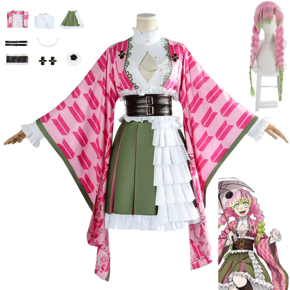 Anime Kanroji Mitsuri Fifth Anniversary Cosplay Costume Pink Skirt Lolita Princess Dress Wig Woman Kawaii Birthday Party Suit
Anime Kanroji Mitsuri Fifth Anniversary Cosplay Costume Pink Skirt Lolita Princess Dress Wig Woman Kawaii Birthday Party Suit
