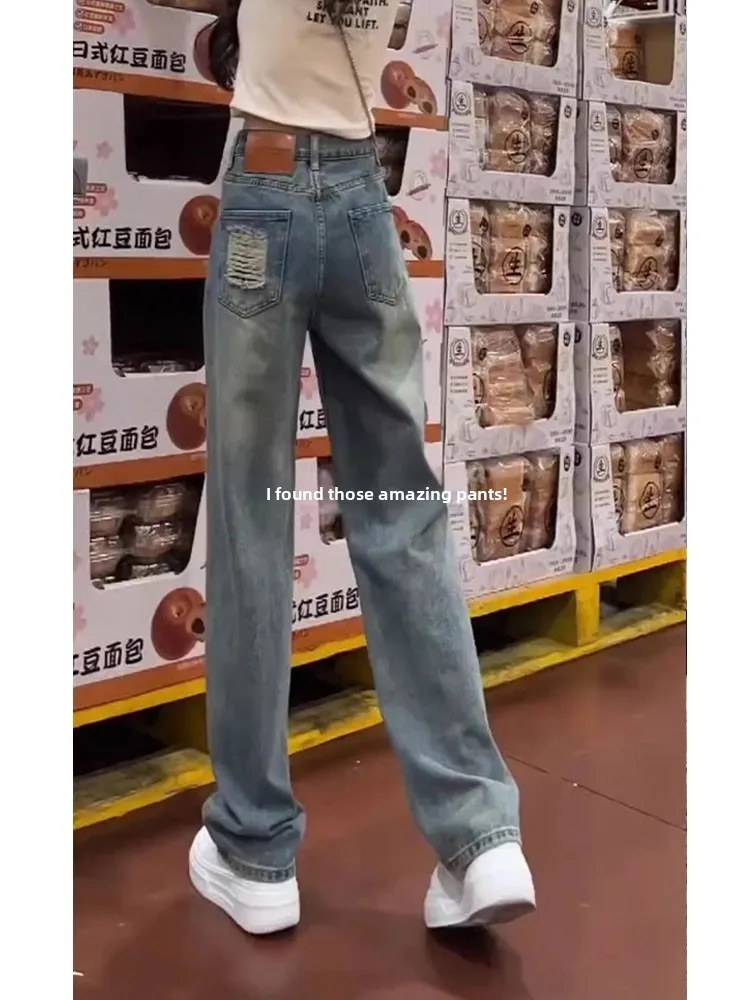 High Waist Slim Straight Denim Jeans Women's Elastic Wide Leg Pants Casual Style Faded Cotton Polyester Blend Anti-Wrinkle
High Waist Slim Straight Denim Jeans Women's Elastic Wide Leg Pants Casual Style Faded Cotton Polyester Blend Anti-Wrinkle
