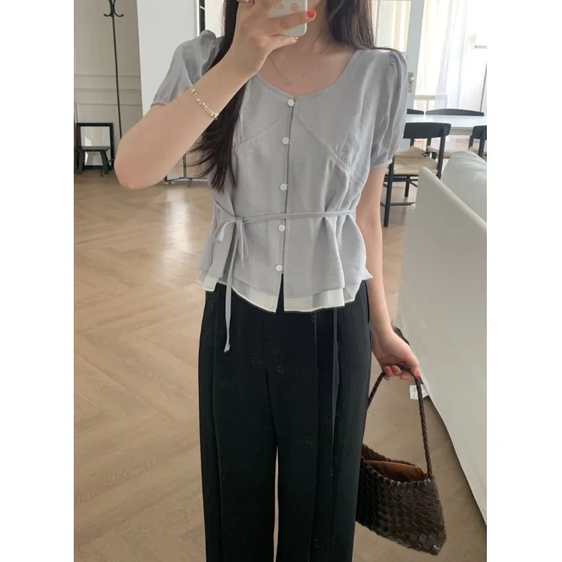 Chic Korean Style round Neck Waist-Cinching Shirt Women's Fashion Spring Autumn Winter Casual Inner Wear Soft Material
Chic Korean Style round Neck Waist-Cinching Shirt Women's Fashion Spring Autumn Winter Casual Inner Wear Soft Material