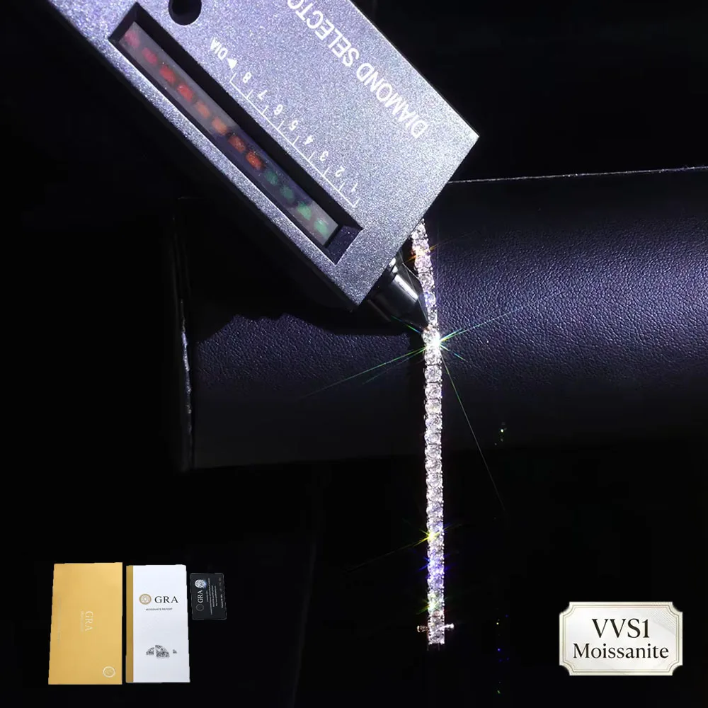 FLEXKING 3MM VVS Moissanite Tennis Chain Bracelet S925 Sterling Silver Iced Out Hip Hop Luxury Jewelry With GRA Certificate
FLEXKING 3MM VVS Moissanite Tennis Chain Bracelet S925 Sterling Silver Iced Out Hip Hop Luxury Jewelry With GRA Certificate