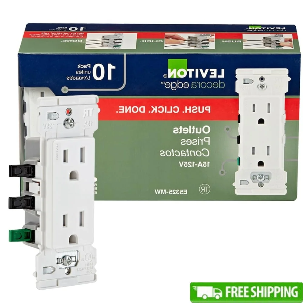 E5325-MW Tamper Resistant Duplex Wall Outlet 15 Amp 10 Pack Fast Installation Color Coded Lever Terminals Durable Plastic
E5325-MW Tamper Resistant Duplex Wall Outlet 15 Amp 10 Pack Fast Installation Color Coded Lever Terminals Durable Plastic