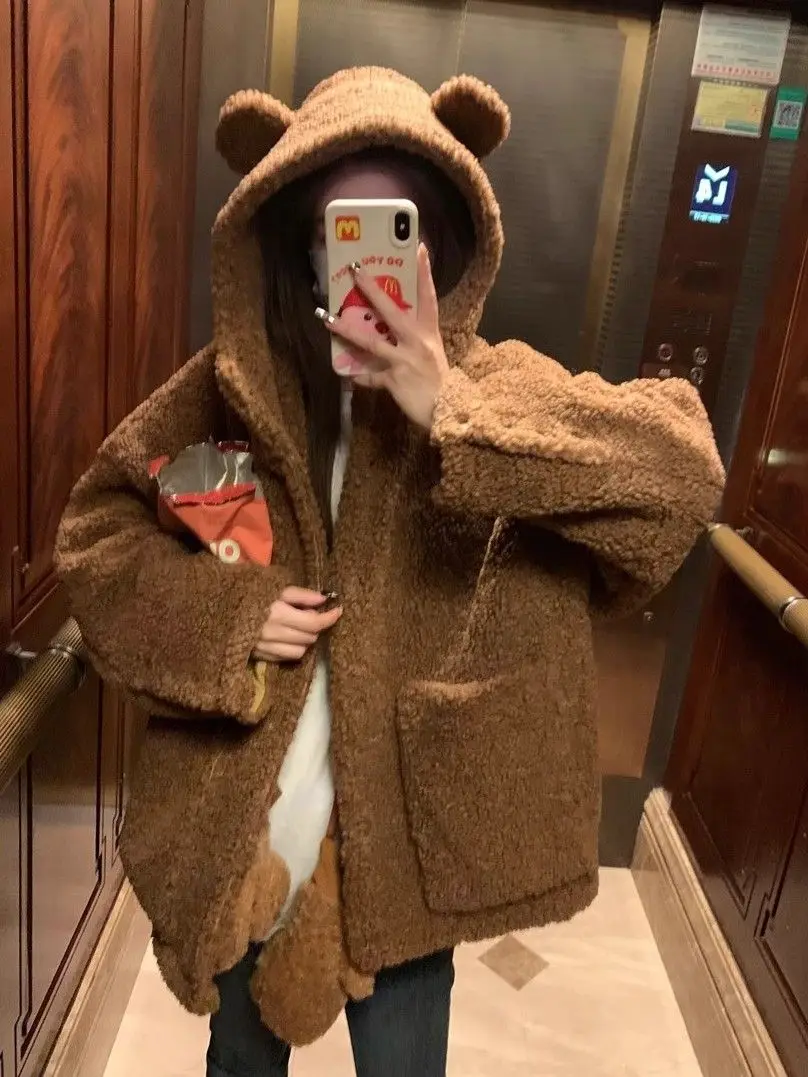 Осень-зима на молнии с капюшоном Harajuku Jakcet повседневные свободные пальто женская уличная одежда Kawaii милые пушистые теплые куртки
Осень-зима на молнии с капюшоном Harajuku Jakcet повседневные свободные пальто женская уличная одежда Kawaii милые пушистые теплые куртки