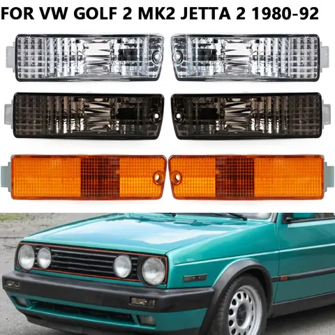 2pcs Car Front Bumper Turn Signal Indicator Light For Volkswargen VW Golf 2 MK2 Jetta 2 MK2 1980-1992 With Harness Accessories