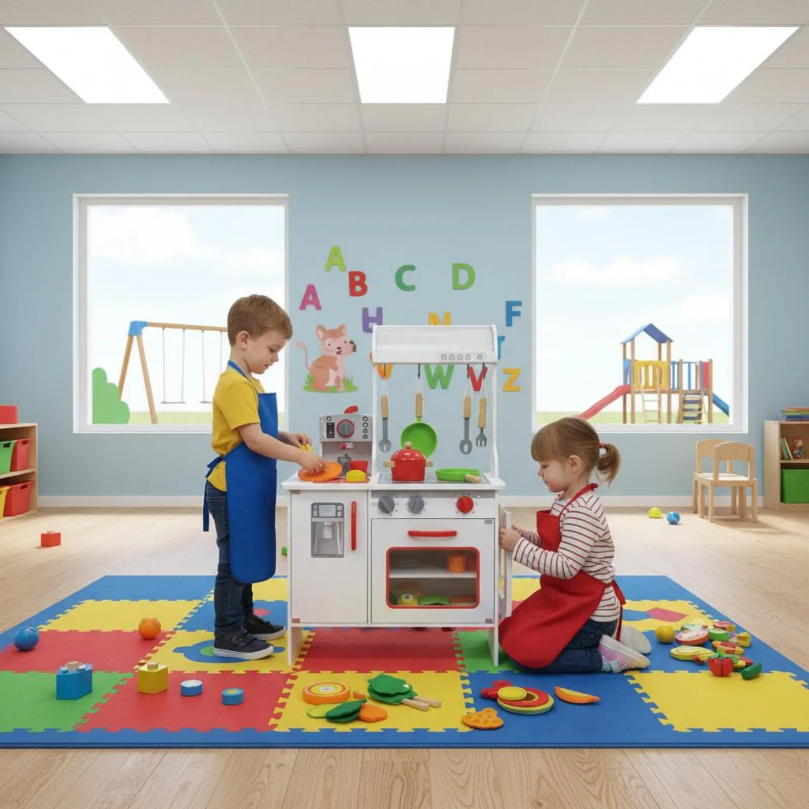 Wooden Toy Kitchen Interactive Wooden Play Kitchen Mini Pots and Pans Sturdy Playthings Safe Materials for Toddlers, Daycare
Wooden Toy Kitchen Interactive Wooden Play Kitchen Mini Pots and Pans Sturdy Playthings Safe Materials for Toddlers, Daycare