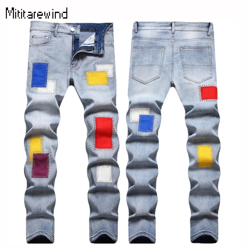 Four Seasons Men's Jeans High Street Fashion Slim Jeans Stretch Washed Jeans Embroidered Multiple Color Patch Design Pants Y2k
Four Seasons Men's Jeans High Street Fashion Slim Jeans Stretch Washed Jeans Embroidered Multiple Color Patch Design Pants Y2k