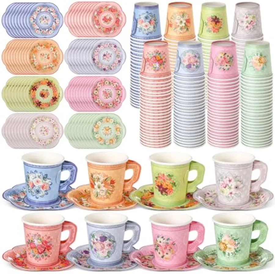 400 Pcs/200 Set Floral Paper Tea Cups and Saucers Disposable Tea Party Supplies 7 oz Vintage Teacup with Handles and Plates for
400 Pcs/200 Set Floral Paper Tea Cups and Saucers Disposable Tea Party Supplies 7 oz Vintage Teacup with Handles and Plates for