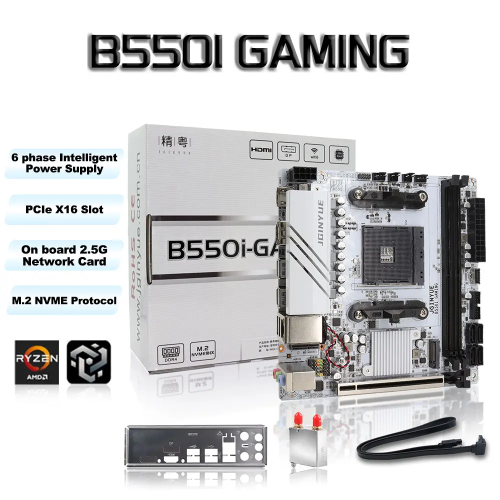 Jingyue B550i GAMING Mini ITX Материнская плата с поддержкой памяти DDR4 AM4 Ryzen 5600GT/5600/5700X PCIe 4,0 Dual M.2 WiFi 6 Игровой ПК
Jingyue B550i GAMING Mini ITX Материнская плата с поддержкой памяти DDR4 AM4 Ryzen 5600GT/5600/5700X PCIe 4,0 Dual M.2 WiFi 6 Игровой ПК