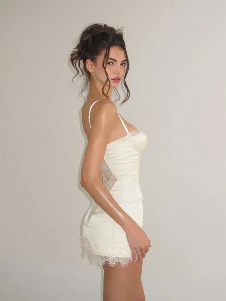 Solid Satin Lace Corset Mini Dress Women Sexy Spaghetti Strap Sheer Panel Slim Fit Short Dresses 2026 Trendy Night Out Wears
Solid Satin Lace Corset Mini Dress Women Sexy Spaghetti Strap Sheer Panel Slim Fit Short Dresses 2026 Trendy Night Out Wears