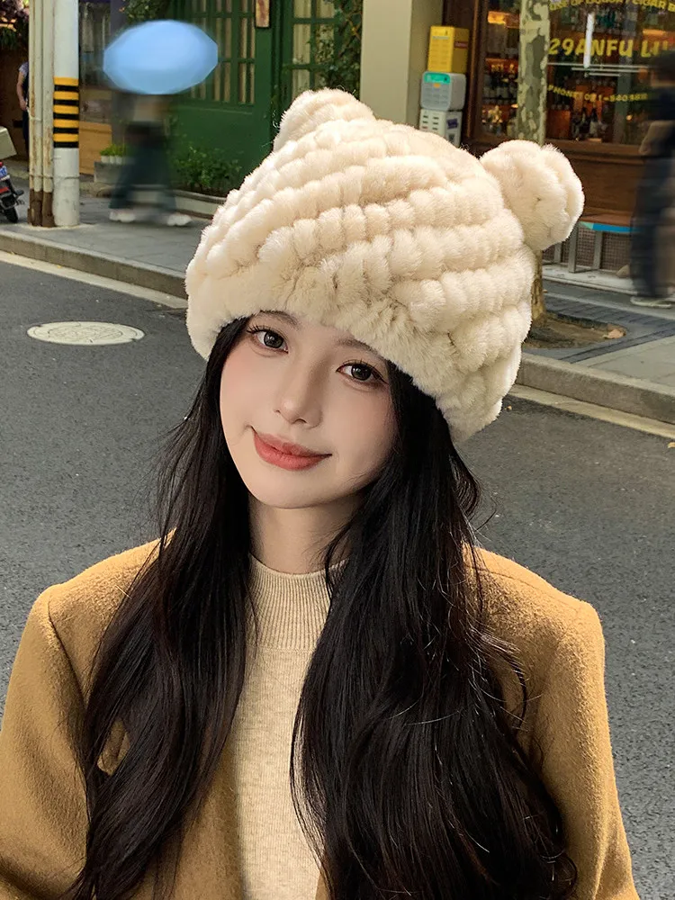 Women 100% Natural Rex Rabbit Fur Hat Winter Outdoor Warm Genuine Fur Cap Soft Cute Elastic Knitted Real Rex Rabbit Fur Beanies
Women 100% Natural Rex Rabbit Fur Hat Winter Outdoor Warm Genuine Fur Cap Soft Cute Elastic Knitted Real Rex Rabbit Fur Beanies