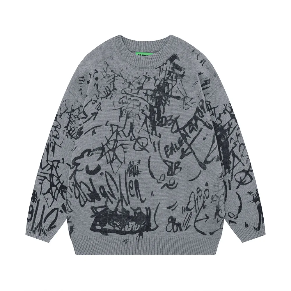 Men's Graffiti Printed Sweater Loose Casual Hip-hop Trend Long Sleeve Knitted Round Neck Comfortable Harajuku Versatile Pullover
Men's Graffiti Printed Sweater Loose Casual Hip-hop Trend Long Sleeve Knitted Round Neck Comfortable Harajuku Versatile Pullover