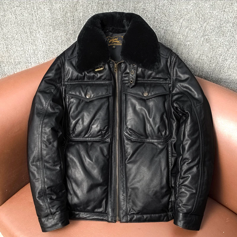 Мужская теплая ветрозащитная куртка из натуральной кожи с наполнителем из пуха, больших размеров, приталенная, зимняя, модная кожаная верхняя одежда
Мужская теплая ветрозащитная куртка из натуральной кожи с наполнителем из пуха, больших размеров, приталенная, зимняя, модная кожаная верхняя одежда