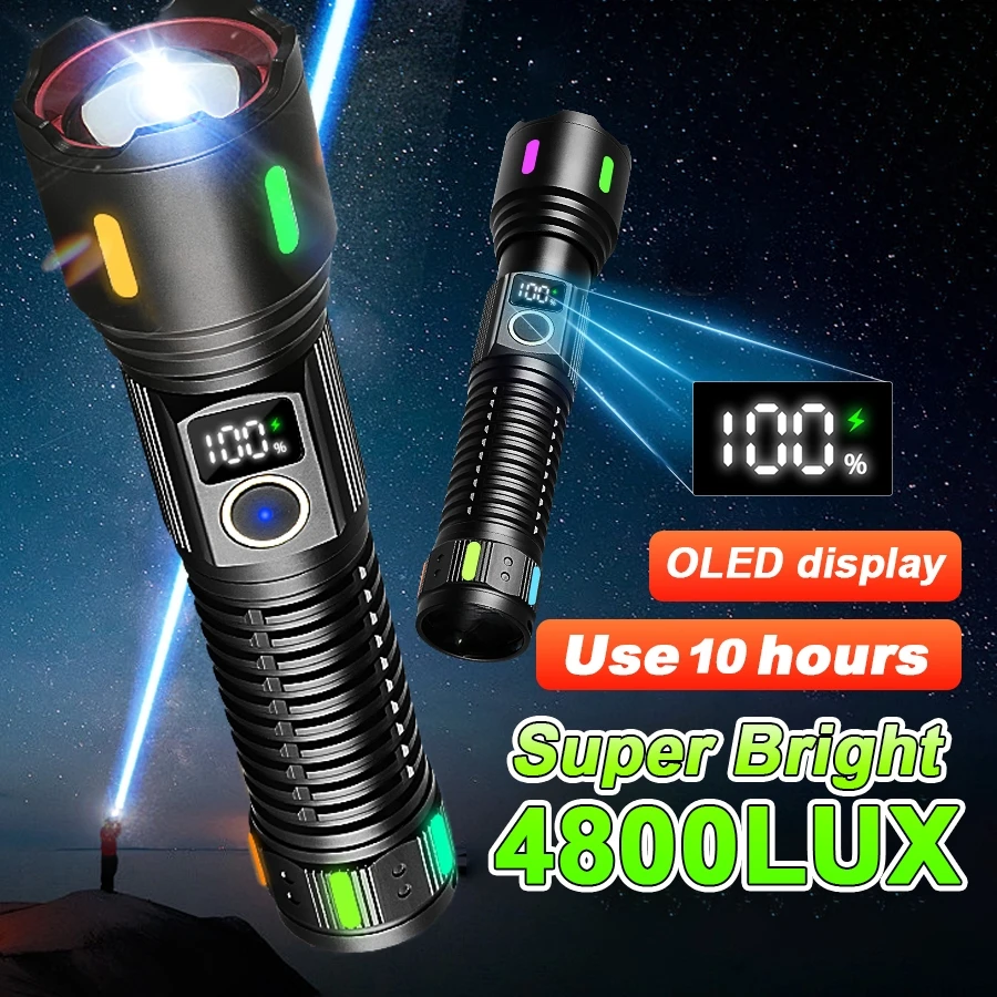 2025 Latest High Power Rechargeable LED Flashlight Powerful Outdoor Super Bright LED Lantern 5 Modes Waterproof Hand Lamp Torch
2025 Latest High Power Rechargeable LED Flashlight Powerful Outdoor Super Bright LED Lantern 5 Modes Waterproof Hand Lamp Torch