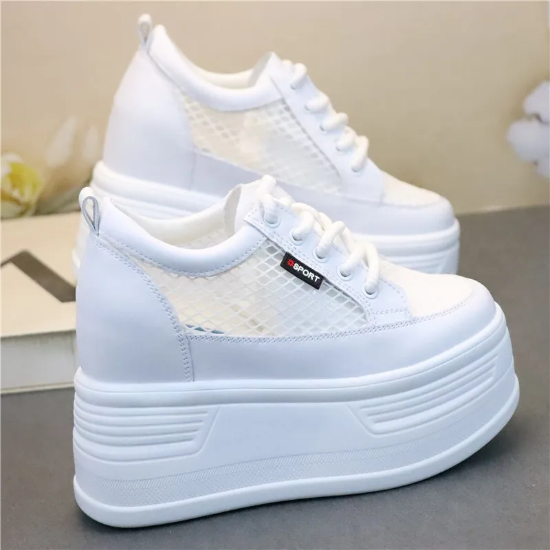 Fashion Black Mesh Breathable Summer New Style Women's White Sneakers with Clear High Heels 12cm Platform Wedge Heel
Fashion Black Mesh Breathable Summer New Style Women's White Sneakers with Clear High Heels 12cm Platform Wedge Heel