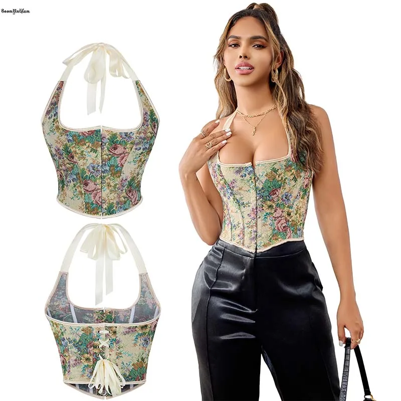 Renaissance Women Clothing Plus Size Xs-xxl Halter Strap Retro Vest Tank Top Floral Print Slimming Bustier Corset Crop Top
Renaissance Women Clothing Plus Size Xs-xxl Halter Strap Retro Vest Tank Top Floral Print Slimming Bustier Corset Crop Top