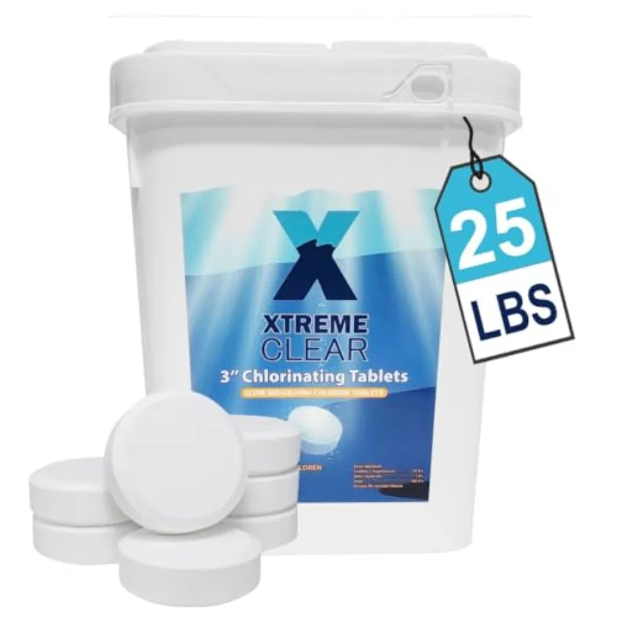 XtremeClear 25 Pound Bucket 3 Chlorine Tablets for Swimming Pools Advanced Slow Dissolving Blue 25 lbs Chlorinating Tabs
XtremeClear 25 Pound Bucket 3 Chlorine Tablets for Swimming Pools Advanced Slow Dissolving Blue 25 lbs Chlorinating Tabs