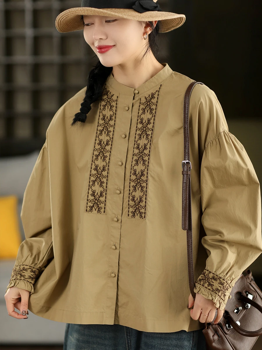 High Quali Retro Artistic Embroidered Pure Cotton Spring irt Stand Collar Long Sve Women's Comfortable Breathable Top
High Quali Retro Artistic Embroidered Pure Cotton Spring irt Stand Collar Long Sve Women's Comfortable Breathable Top